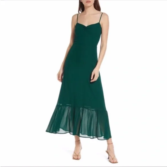 NEW Reformation Emersyn Dress Emerald 2 - Picture 1 of 17